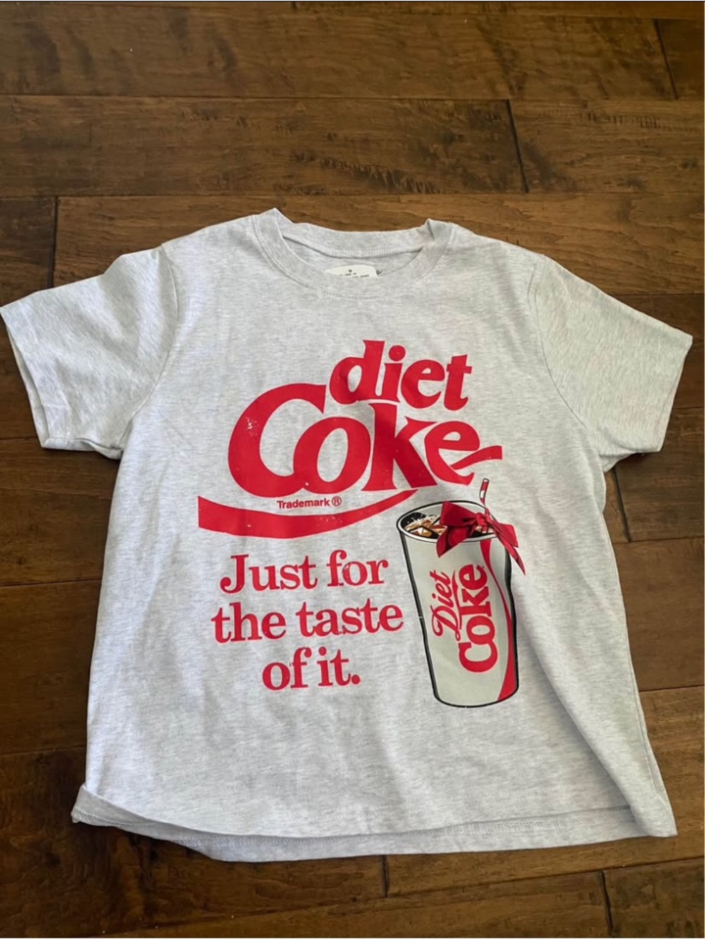 Diet Coke Logo Kids Short Sleeve Tee in Light Gray with Red Print